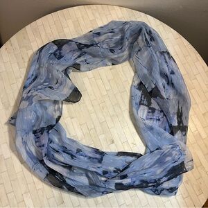 Blue, Black Marbled with Gold Metallic Infinity Scarf